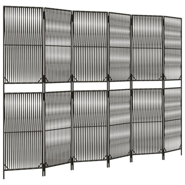 Paravent 6-tlg. Grau Poly Rattan