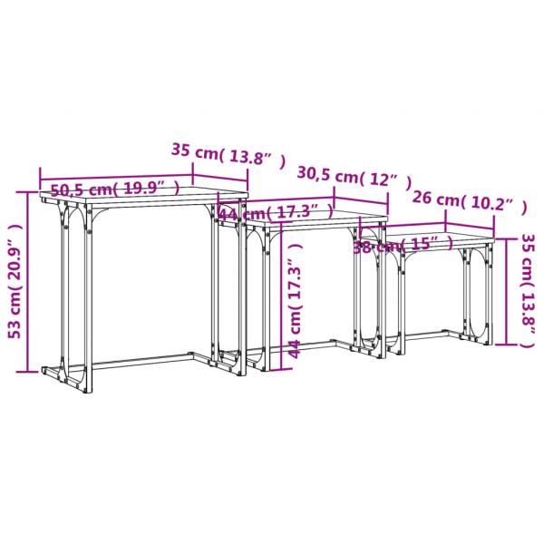 Satztische 3 Stk. Braun Eichen-Optik Holzwerkstoff