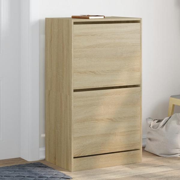 ARDEBO.de - Schuhschrank mit 2 Klappen Sonoma-Eiche 60x42x108 cm