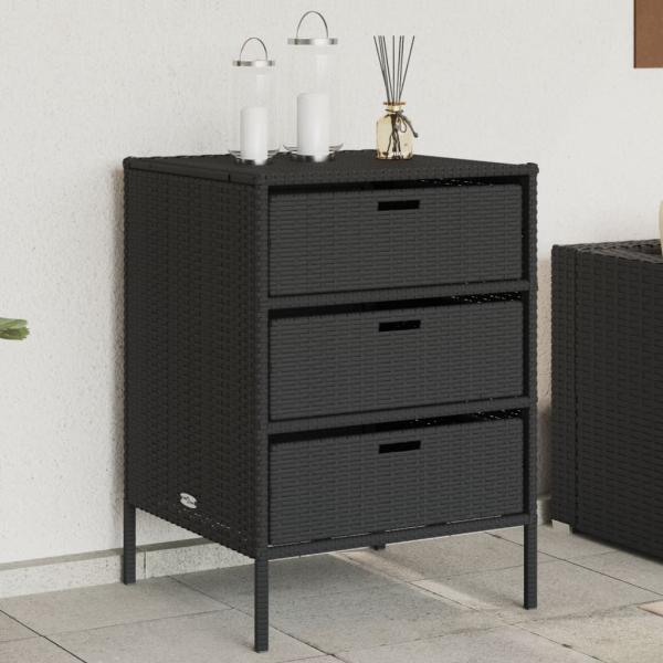 ARDEBO.de - Gartenschrank Schwarz 55x59x80 cm Poly Rattan