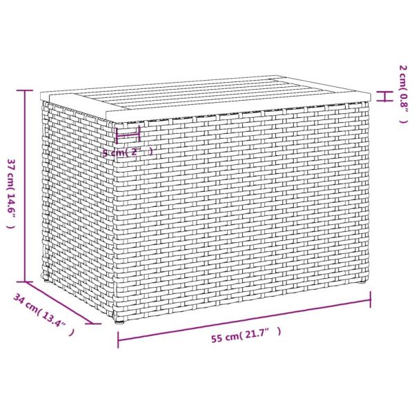 Garten-Beistelltische 2 Stk. Beige 55x34x37 cm Poly Rattan Holz