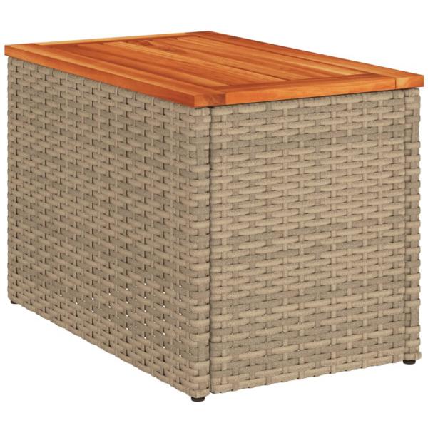 Garten-Beistelltische 2 Stk. Beige 55x34x37 cm Poly Rattan Holz