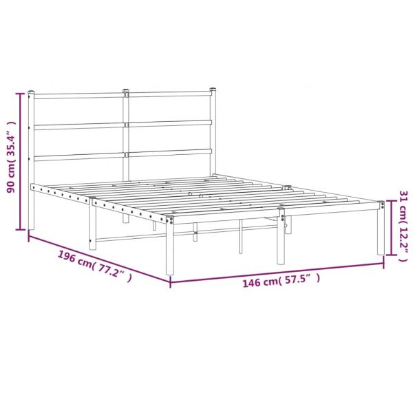 Bettgestell mit Kopfteil Metall Schwarz 140x190 cm