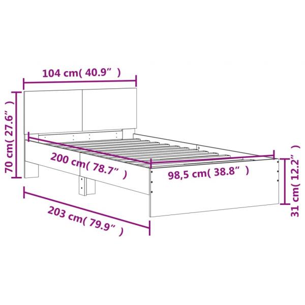 Bettgestell mit Kopfteil Braun Eichen-Optik 100x200 cm