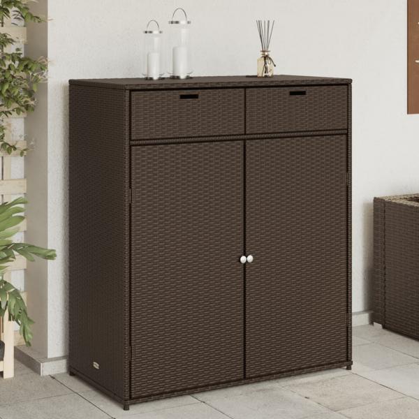 ARDEBO.de - Gartenschrank Braun 105x55x113 cm Poly Rattan