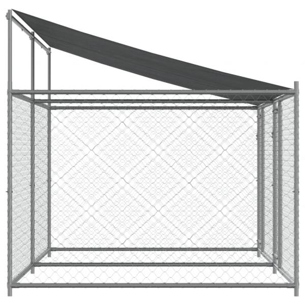 Hundezwinger mit Dach und Türen Grau 4x2x2 m Verzinkter Stahl