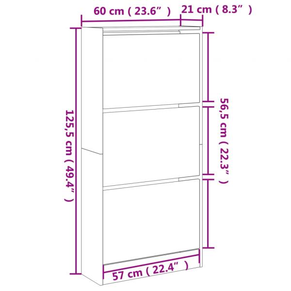 Schuhschrank Sonoma-Eiche 60x21x125,5 cm Holzwerkstoff