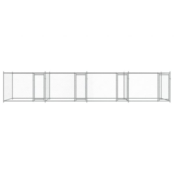 Hundezwinger mit Türen Grau 8x2x1,5 m Verzinkter Stahl