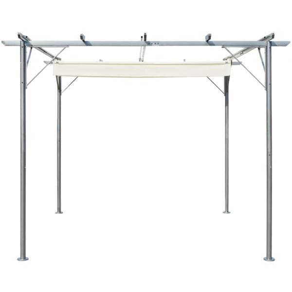 Pergola mit Versenkbarem Dach Cremeweiß 3x3 m Stahl