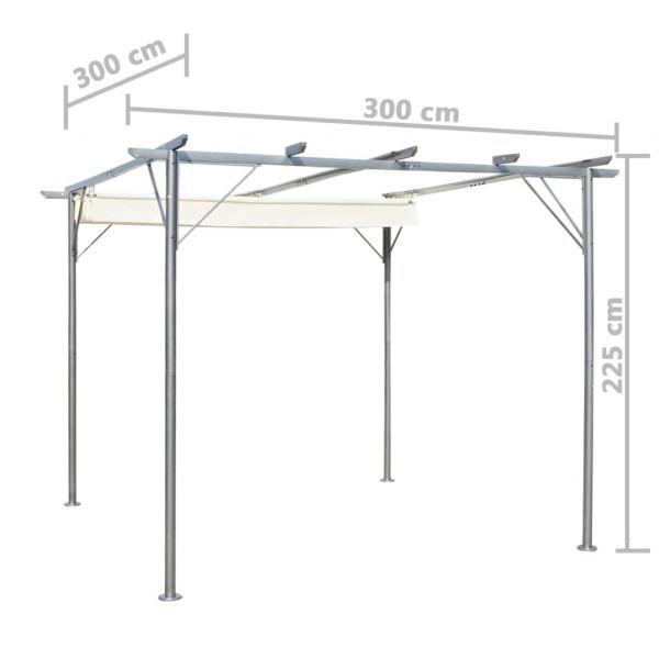 Pergola mit Versenkbarem Dach Cremeweiß 3x3 m Stahl