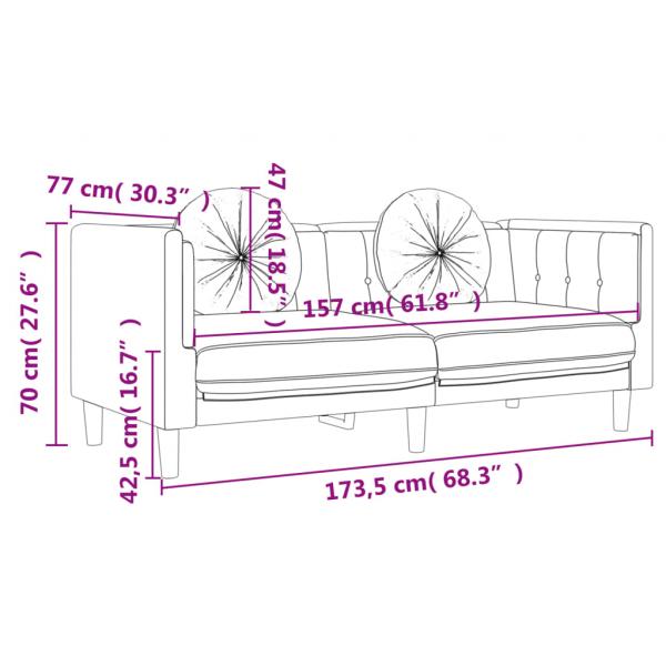 Sofa mit Kissen 2-Sitzer Weinrot Samt