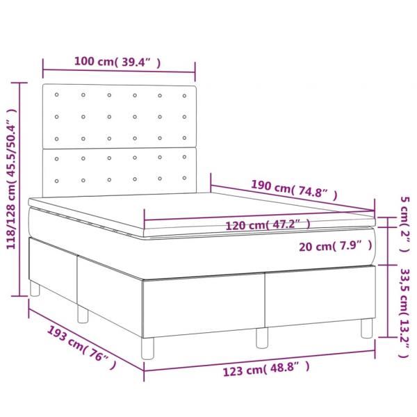 Boxspringbett mit Matratze Dunkelblau 120x190 cm Samt