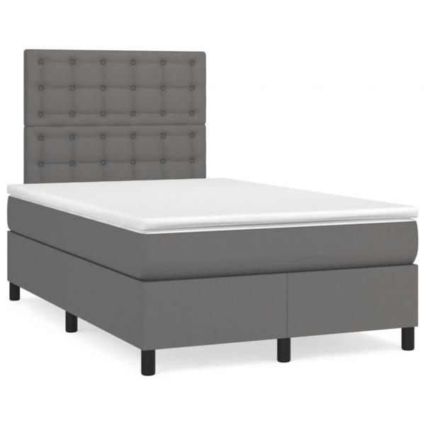 ARDEBO.de - Boxspringbett mit Matratze & LED Grau 120x190 cm Kunstleder