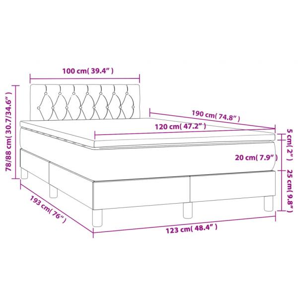 Boxspringbett mit Matratze & LED Dunkelgrau 120x190 cm Stoff