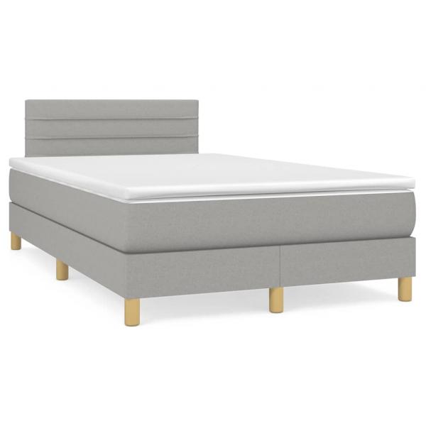 ARDEBO.de - Boxspringbett mit Matratze Hellgrau 120x190 cm Stoff