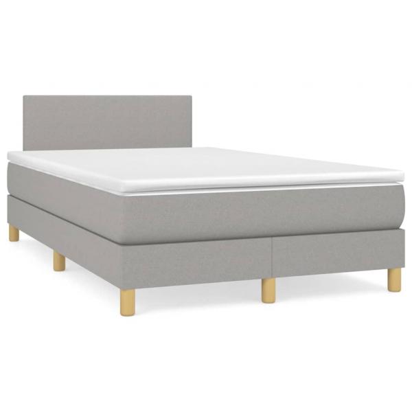 ARDEBO.de - Boxspringbett mit Matratze Hellgrau 120x190 cm Stoff