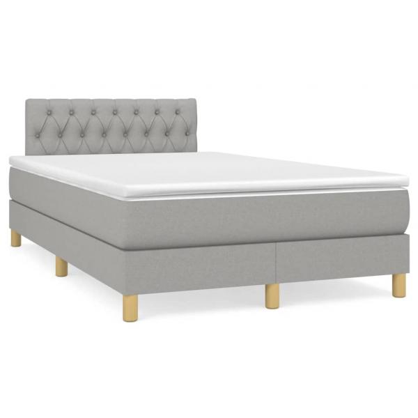 ARDEBO.de - Boxspringbett mit Matratze Hellgrau 120x190 cm Stoff