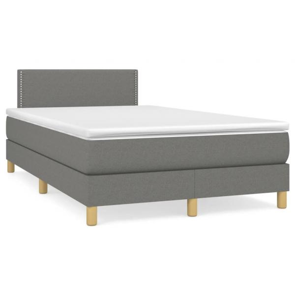 ARDEBO.de - Boxspringbett mit Matratze Dunkelgrau 120x190 cm Stoff