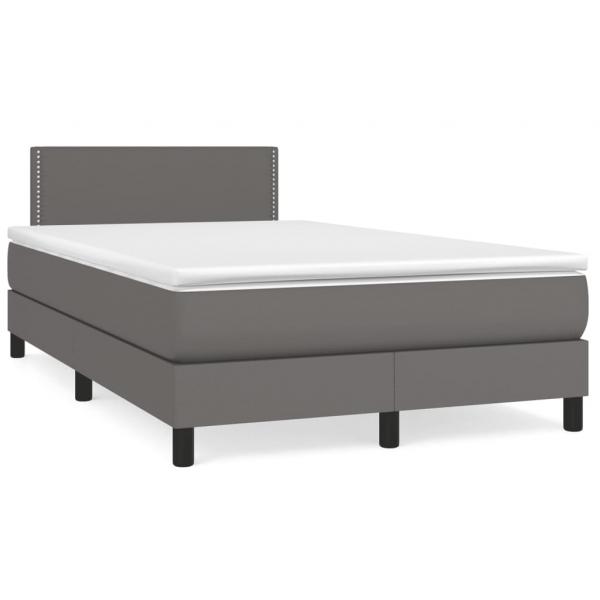 ARDEBO.de - Boxspringbett mit Matratze Grau 120x190 cm Kunstleder