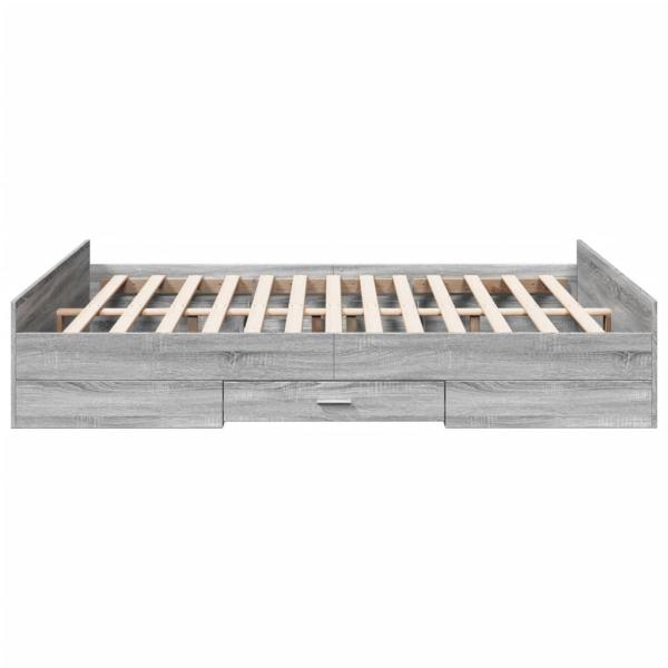 Bettgestell mit Schubladen Grau Sonoma 150x200 cm Holzwerkstoff