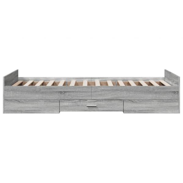 Bettgestell mit Schubladen Grau Sonoma 75x190 cm Holzwerkstoff