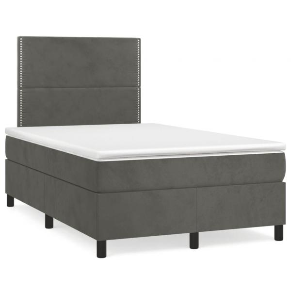 ARDEBO.de - Boxspringbett mit Matratze Dunkelgrau 120x190 cm Samt