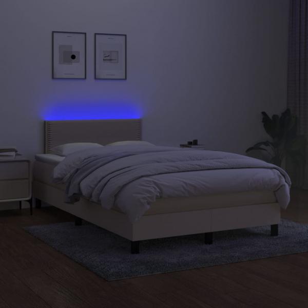 Boxspringbett mit Matratze & LED Creme 120x190 cm Stoff