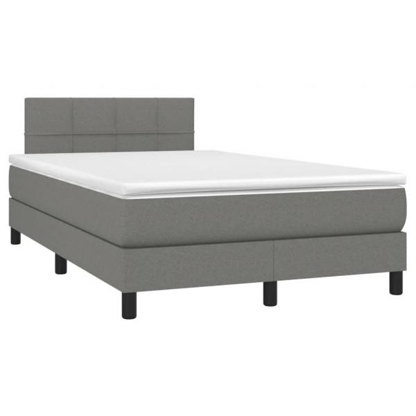 Boxspringbett mit Matratze & LED Dunkelgrau 120x190 cm Stoff