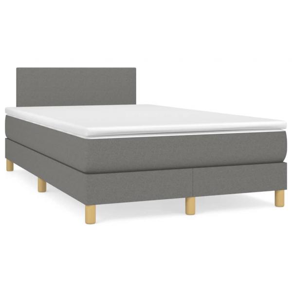 ARDEBO.de - Boxspringbett mit Matratze & LED Dunkelgrau 120x190 cm Stoff