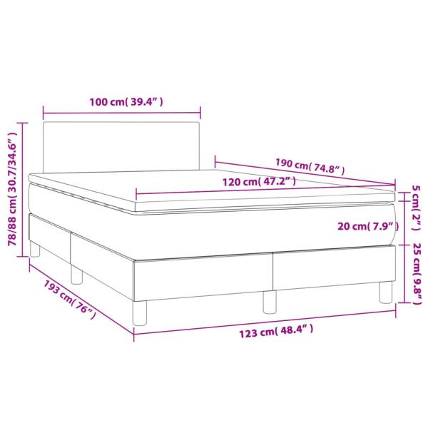 Boxspringbett mit Matratze & LED Dunkelgrau 120x190 cm Stoff