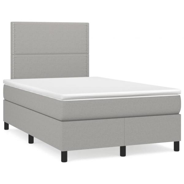 ARDEBO.de - Boxspringbett mit Matratze Hellgrau 120x190 cm Stoff