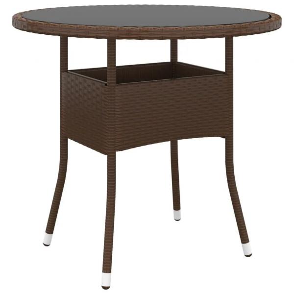 3-tlg. Bistro-Set Poly-Rattan und Hartglas Braun