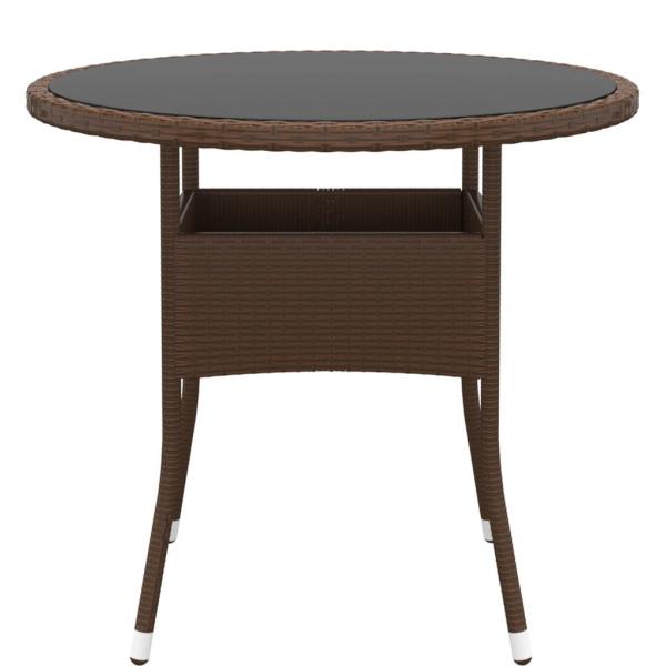 3-tlg. Bistro-Set Poly-Rattan und Hartglas Braun