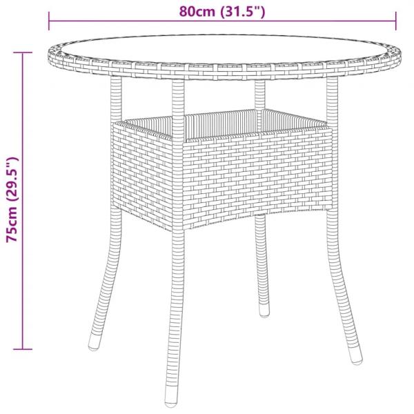 3-tlg. Bistro-Set Poly-Rattan und Hartglas Braun