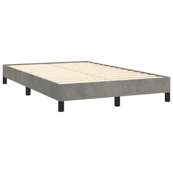 Boxspringbett mit Matratze Hellgrau 120x190 cm Samt