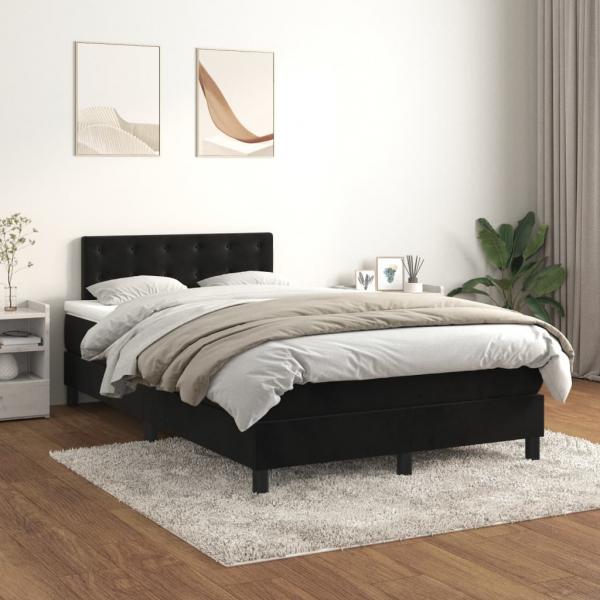 Boxspringbett mit Matratze Schwarz 120x190 cm Samt