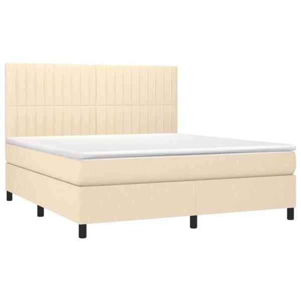 Boxspringbett mit Matratze & LED Creme 160x200 cm Stoff