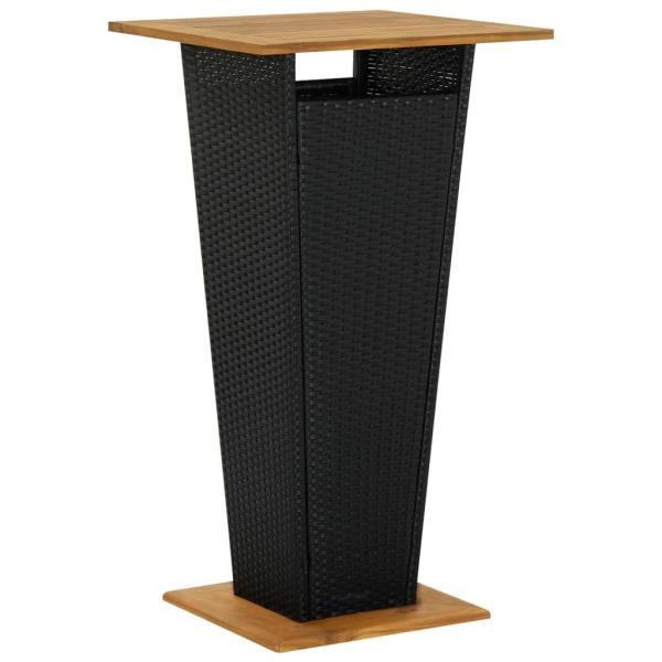 ARDEBO.de - Bartisch Schwarz 60x60x110 cm Poly Rattan und Massivholz Akazie