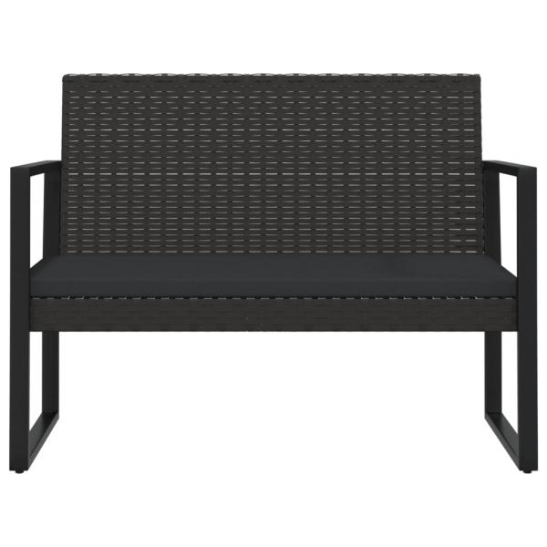 Gartenbank mit Kissen Schwarz 106 cm Poly Rattan