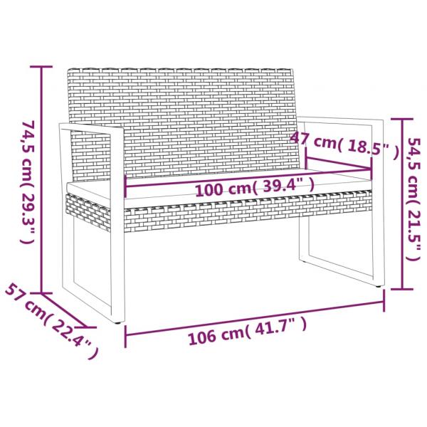 Gartenbank mit Kissen Schwarz 106 cm Poly Rattan