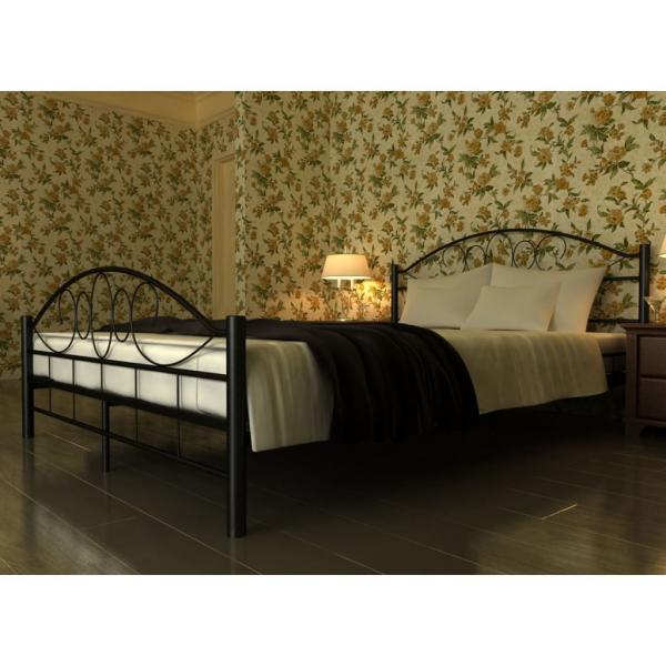 ARDEBO.de - Bett mit Matratze Schwarz Metall 180×200 cm 