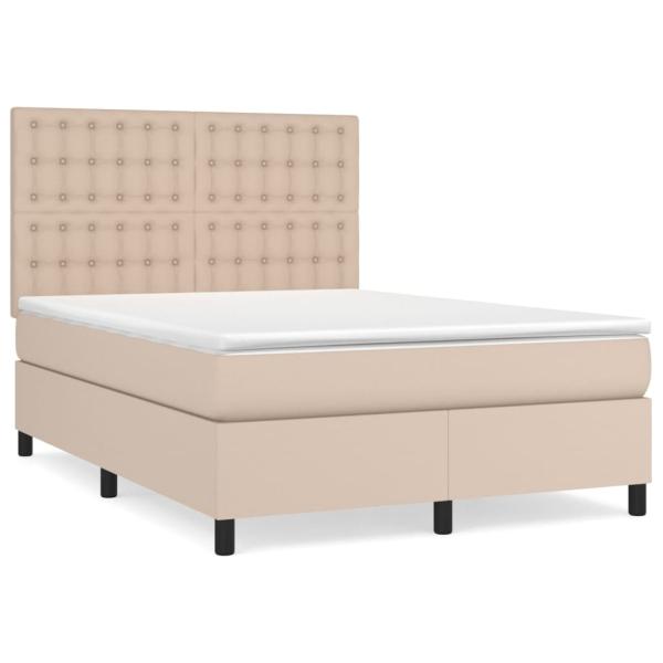 Boxspringbett Matratze Cappuccino-Braun 140x190cm Kunstleder