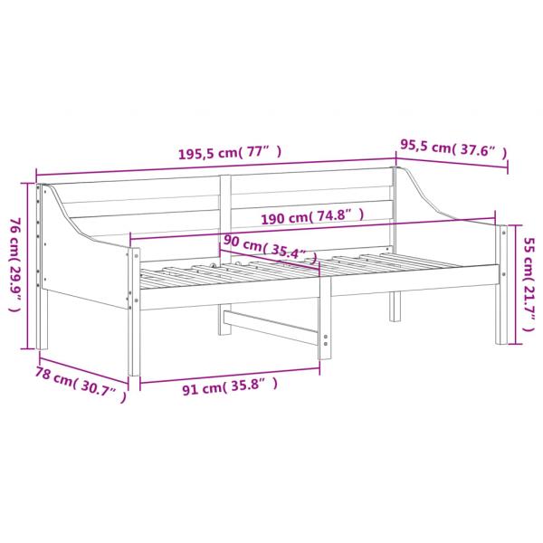 Tagesbett ohne Matratze Wachsbraun 90x190 cm Massivholz Kiefer