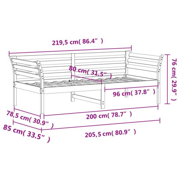 Tagesbett ohne Matratze Wachsbraun 80x200 cm Massivholz Kiefer