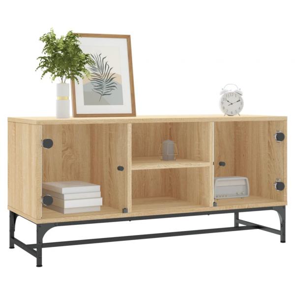 TV-Schrank mit Glastüren Sonoma-Eiche 102x37x50 cm