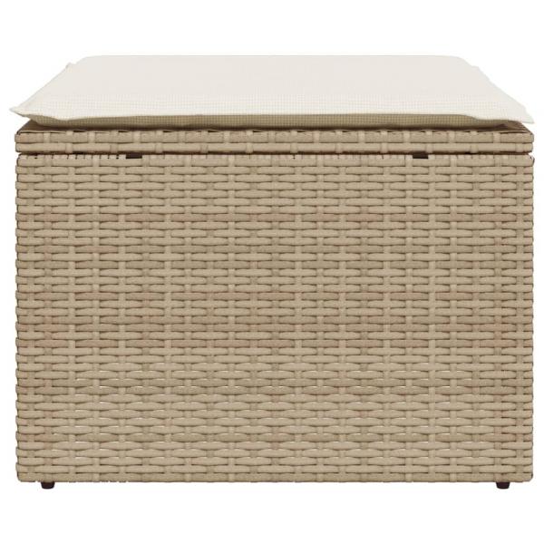 Gartenhocker mit Kissen Beige 55x55x37 cm Poly Rattan