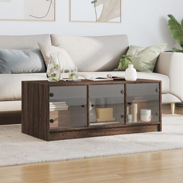 Couchtisch mit Glastüren Braun Eichen-Optik 102x50x42 cm