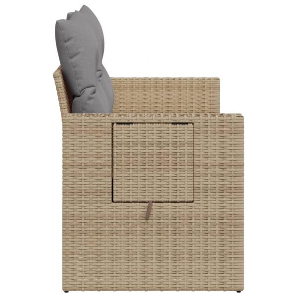 Gartensofa mit Kissen 2-Sitzer Beige Poly Rattan