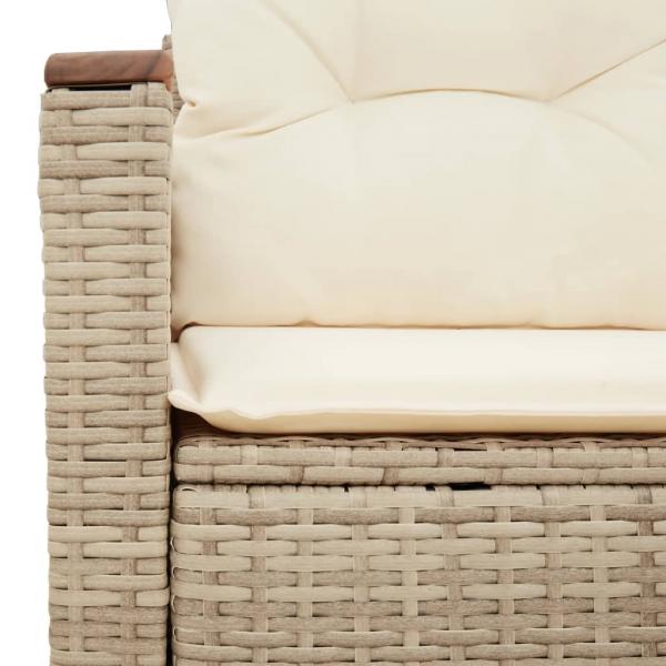 Gartensofa mit Kissen 2-Sitzer Beige Poly Rattan