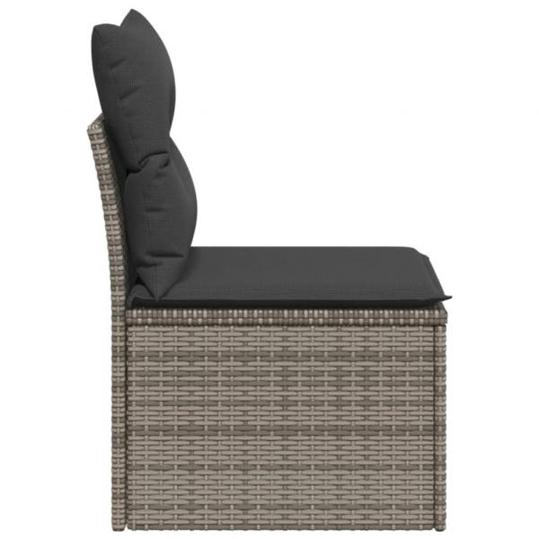 Gartensofa ohne Armlehnen mit Kissen Grau Poly Rattan